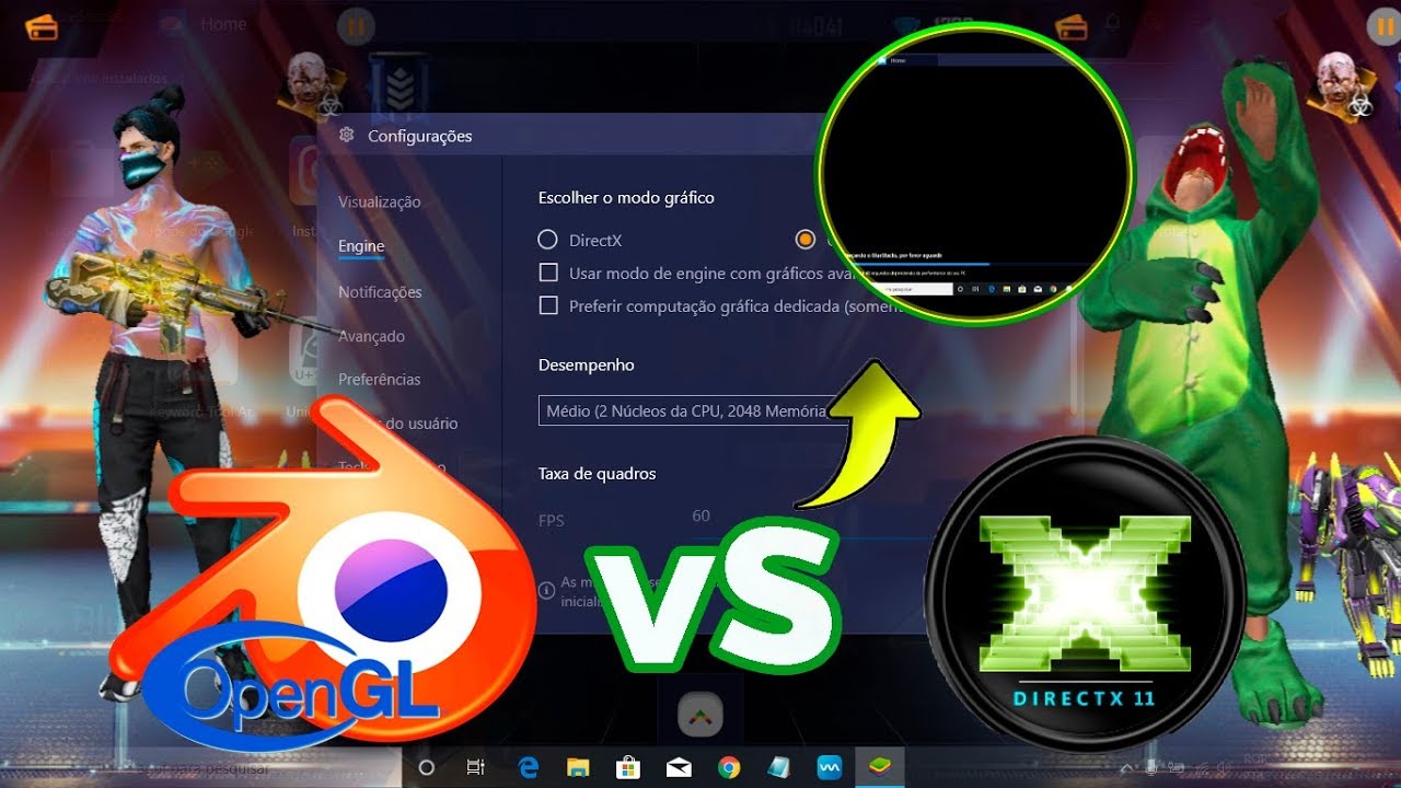 como configurar directx o opengl en bluestacks para free fire