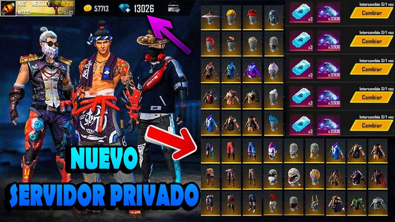 descarga el servidor privado de free fire con diamantes ilimitados