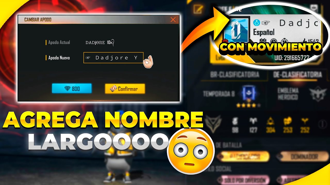 nombres impactantes en free fire con letras pequenas