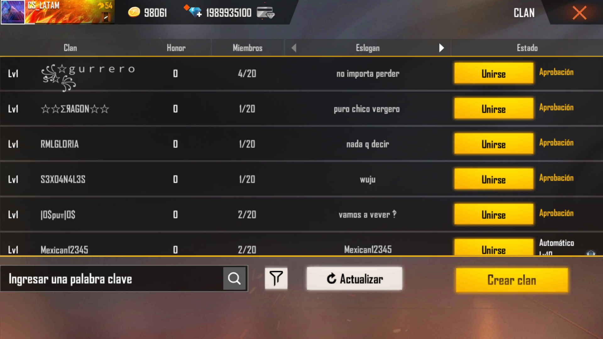 razones por las que no puedes acceder al nombre de clan en free fire